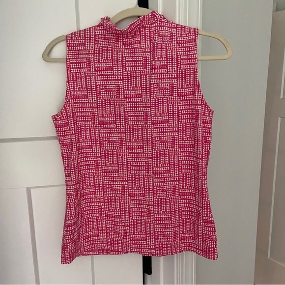J. McLaughlin Catalina Ruffle V Neck Sleeveless Tank Pink Print - Picture 4 of 4